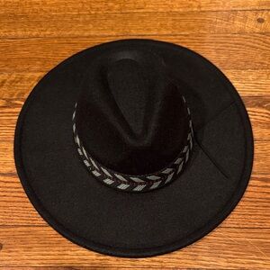 Free People Black Hat with stitched accent Band